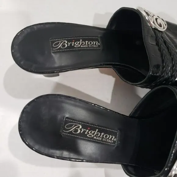 Brighton Tiamo Croc Embossed Heels in Black Color Size 8 M