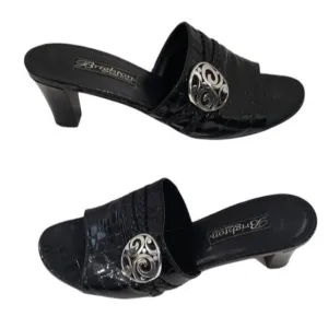 Brighton Tiamo Croc Embossed Heels in Black Color Size 8 M