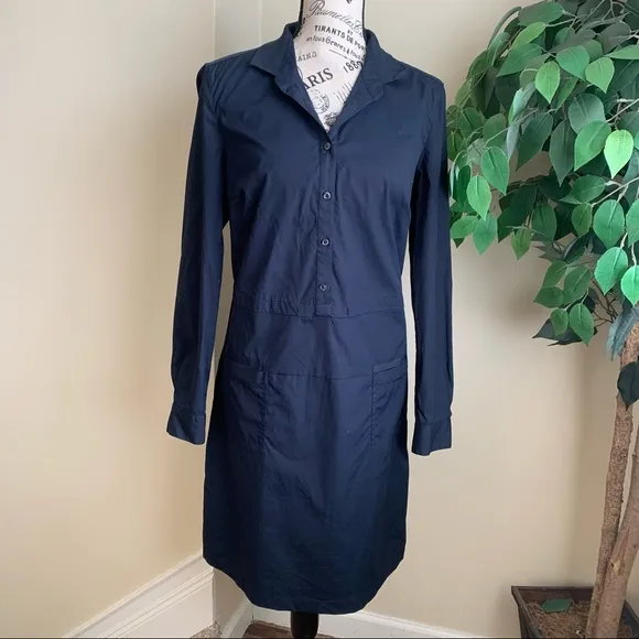 Brooks Brothers Navy Shirt Dress Long Sleeve Sz 8