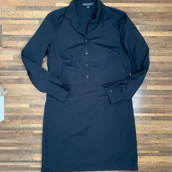 Brooks Brothers Navy Shirt Dress Long Sleeve Sz 8