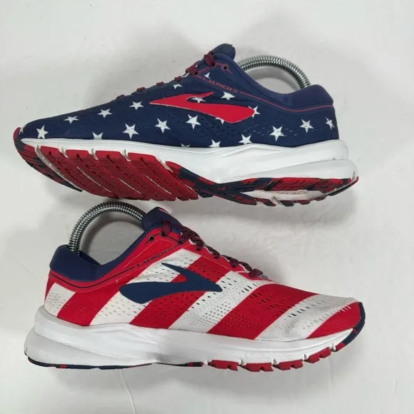 Brooks Launch 5 Victory Stars and Stripes Red White Blue Running Shoes Women 7B