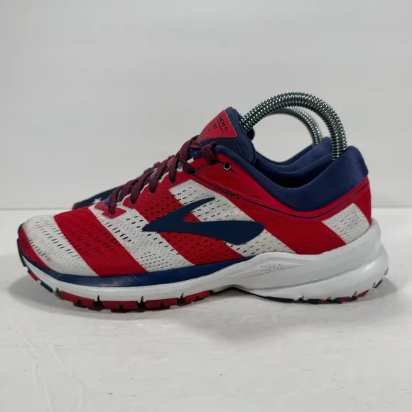 Brooks Launch 5 Victory Stars and Stripes Red White Blue Running Shoes Women 7B