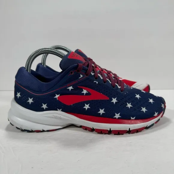 Brooks Launch 5 Victory Stars and Stripes Red White Blue Running Shoes Women 7B
