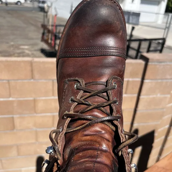 Brown Leather Work Boots with Lace-Up Design