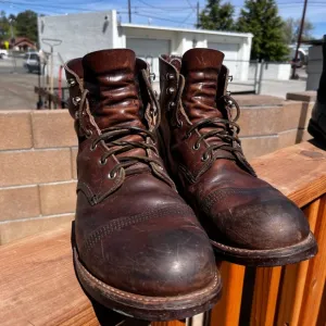 Brown Leather Work Boots with Lace-Up Design