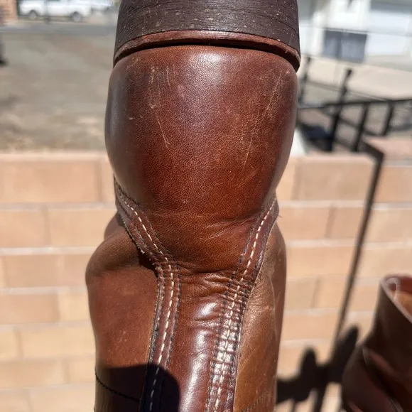 Brown Leather Work Boots with Lace-Up Design