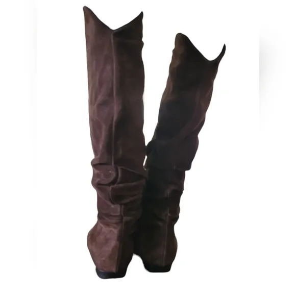 Brown Suede Long Boots Made In Italy Size 9M