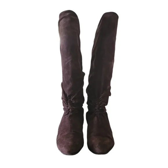 Brown Suede Long Boots Made In Italy Size 9M