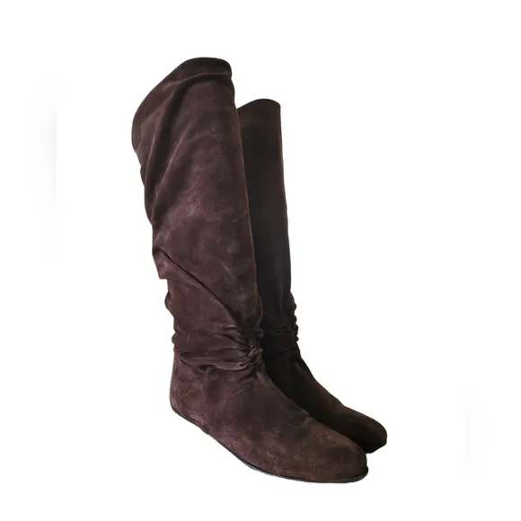 Brown Suede Long Boots Made In Italy Size 9M