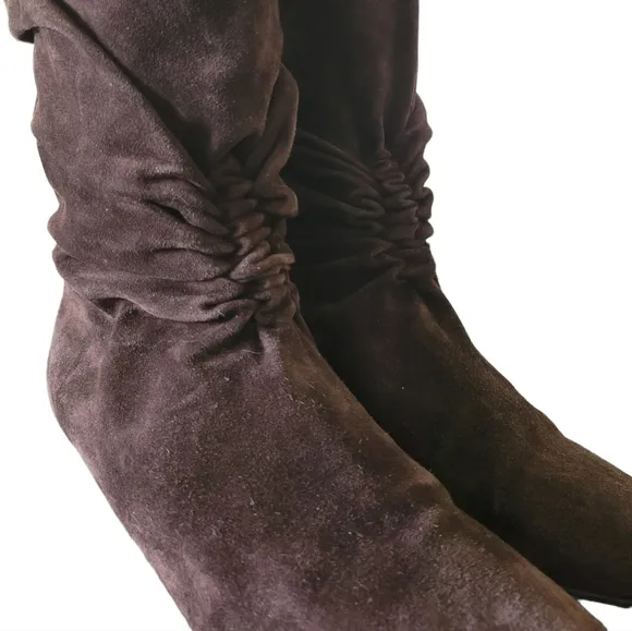 Brown Suede Long Boots Made In Italy Size 9M