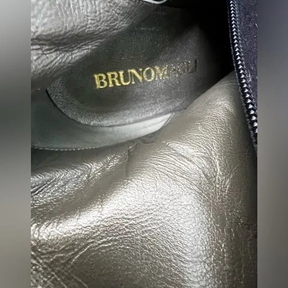Bruno Magli long boot Suede black Platform tall Boots embellished silver heeled