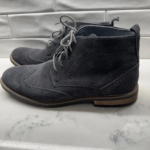 Bruno Marc Mens 12 Suede Leather Wingtip Ankle Boots Dress Casual Gray