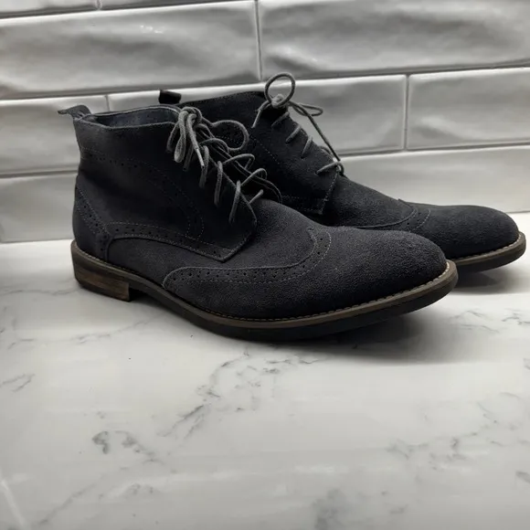 Bruno Marc Mens 12 Suede Leather Wingtip Ankle Boots Dress Casual Gray