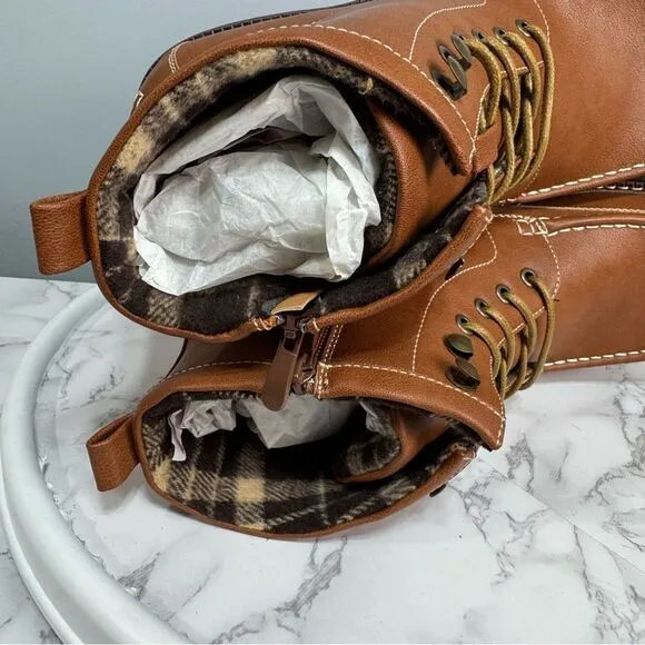 Bruno Marc Men's  Ankle Boots Faux Fur Lining Motorcycle  Size 13 NEW # H907