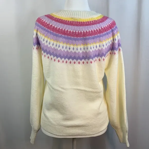 Buffalo David Bitton Womens Knit Cream Fair Isle Sweater- NWT- L