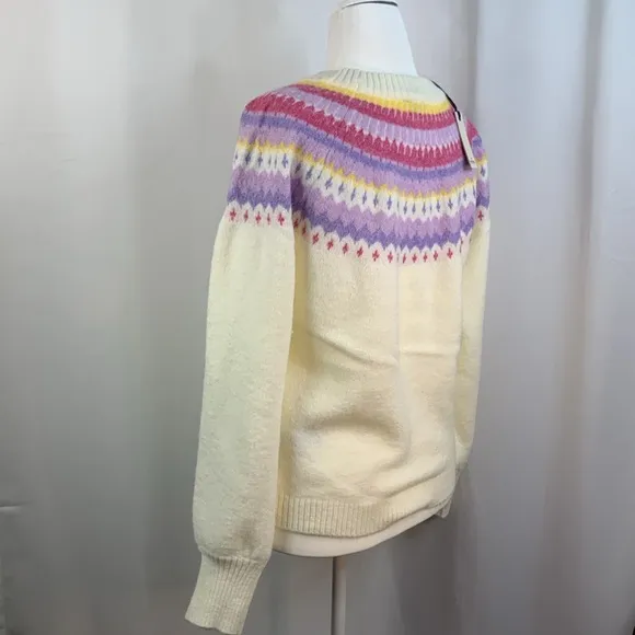Buffalo David Bitton Womens Knit Cream Fair Isle Sweater- NWT- L