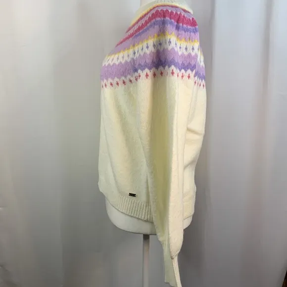 Buffalo David Bitton Womens Knit Cream Fair Isle Sweater- NWT- L