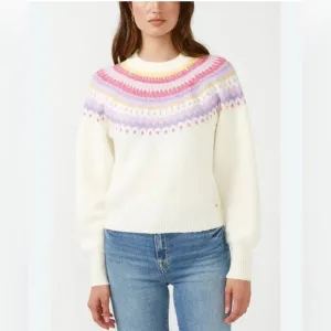 Buffalo David Bitton Womens Knit Cream Fair Isle Sweater- NWT- L