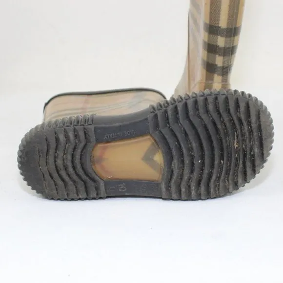 Burberry Kid's Brown Plaid Rain Boots Size 10C