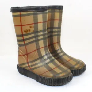 Burberry Kid's Brown Plaid Rain Boots Size 10C