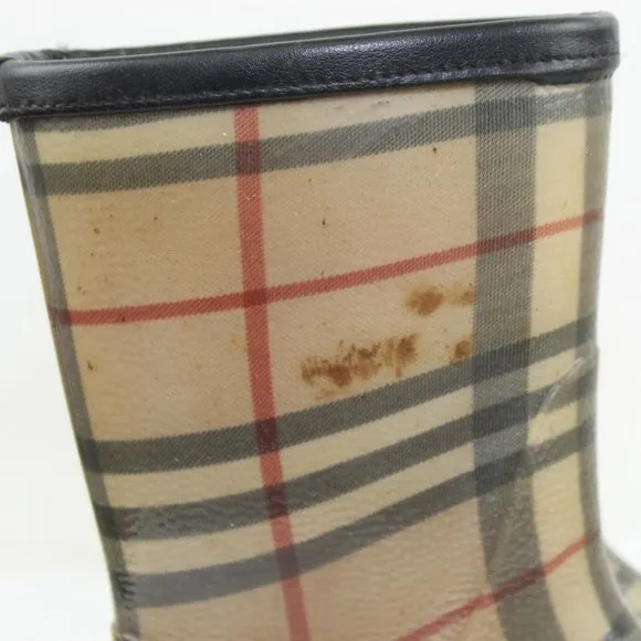Burberry Kid's Brown Plaid Rain Boots Size 10C