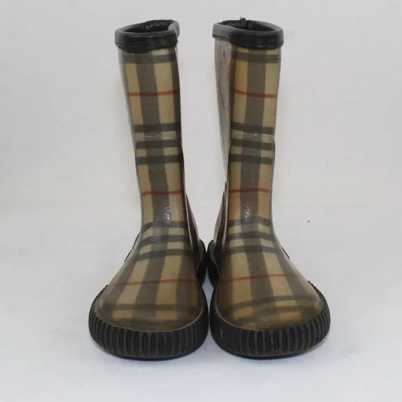 Burberry Kid's Brown Plaid Rain Boots Size 10C