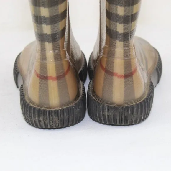Burberry Kid's Brown Plaid Rain Boots Size 10C