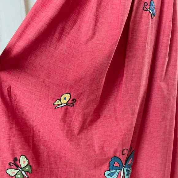 Butterfly Maxi Skirt – 70s Straight Skirt  Cotton Embroidered Dream