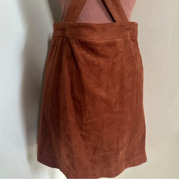 by Anthropologie Faux Suede Skirt Pinafore Overalls sz 12