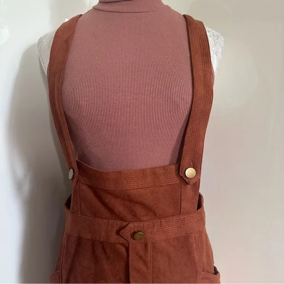 by Anthropologie Faux Suede Skirt Pinafore Overalls sz 12