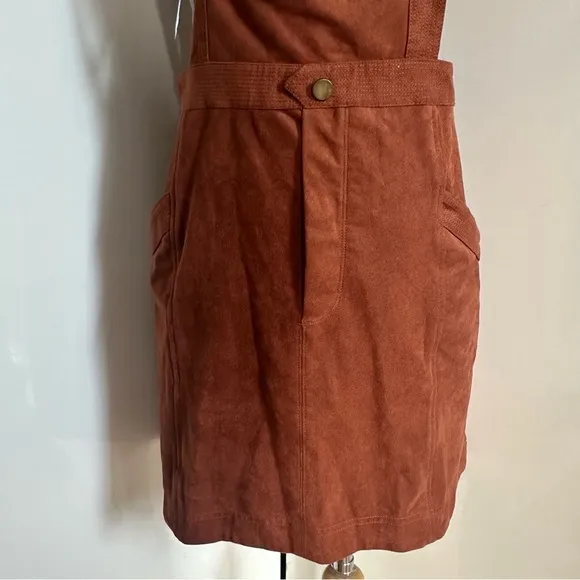 by Anthropologie Faux Suede Skirt Pinafore Overalls sz 12