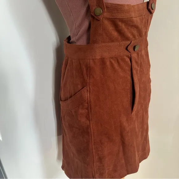 by Anthropologie Faux Suede Skirt Pinafore Overalls sz 12