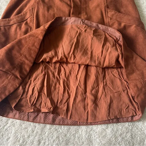 by Anthropologie Faux Suede Skirt Pinafore Overalls sz 12