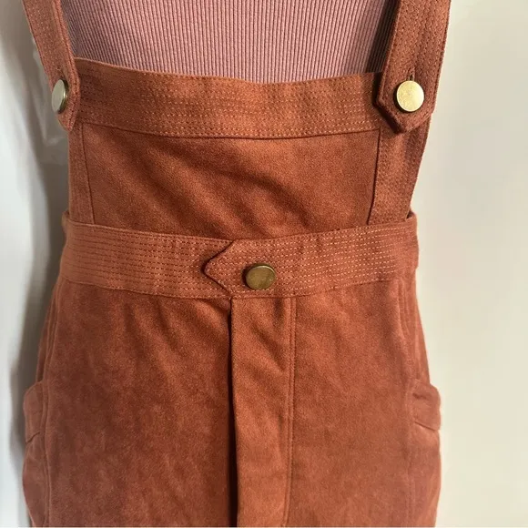by Anthropologie Faux Suede Skirt Pinafore Overalls sz 12