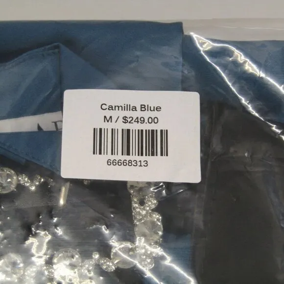 Byrd Women's Camilla Maxi Dress – Size M – Blue – Long Sleeve, High Neck, Belted