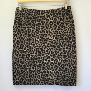 CAbi Jungle Skirt Taupe/Gray/Black Puma Leopard Print Size 4 NWOT