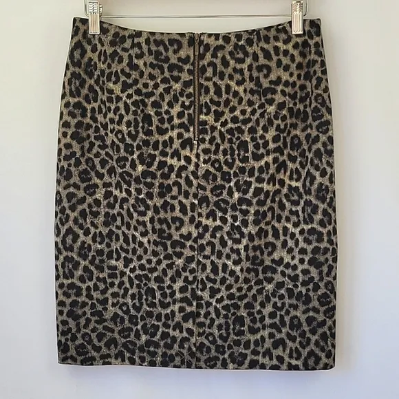 CAbi Jungle Skirt Taupe/Gray/Black Puma Leopard Print Size 4 NWOT