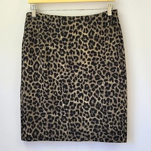 CAbi Jungle Skirt Taupe/Gray/Black Puma Leopard Print Size 4 NWOT