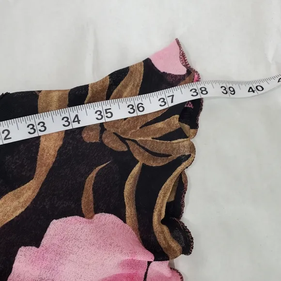Cache Skirt Set Pink Black Floral 2 Piece Y2K Babydoll Top Asymmetrical Hem NWT