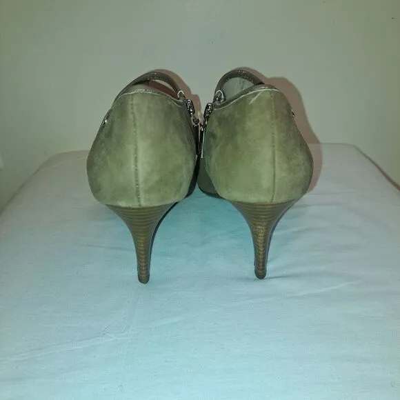 Calvin Klein Ankle Boots Booties 9.5 M‎ Pointed Toe Brown Suede Leather Women’s