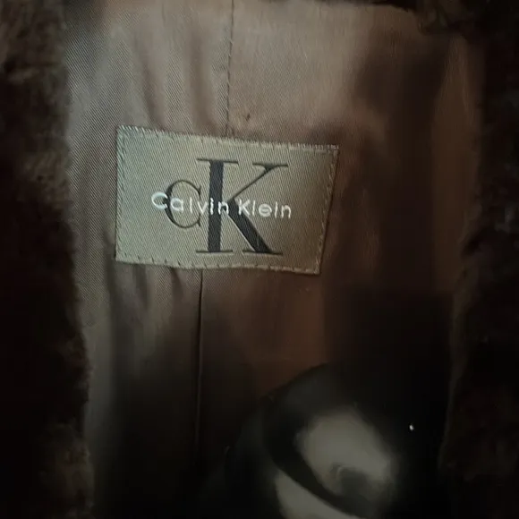 CALVIN KLEIN size 12 brown plaid 2 piece skirt suit wool cashmere blend