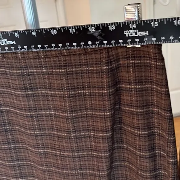 CALVIN KLEIN size 12 brown plaid 2 piece skirt suit wool cashmere blend