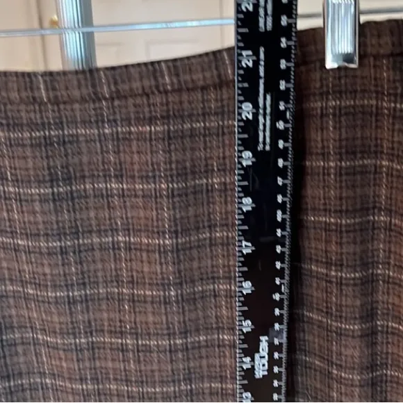 CALVIN KLEIN size 12 brown plaid 2 piece skirt suit wool cashmere blend
