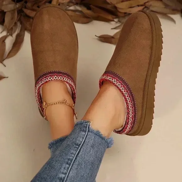 Camel Fashionable Women's Faux Fur Lined Sandals And Platform Snow Boots