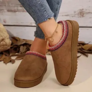 Camel Fashionable Women's Faux Fur Lined Sandals And Platform Snow Boots