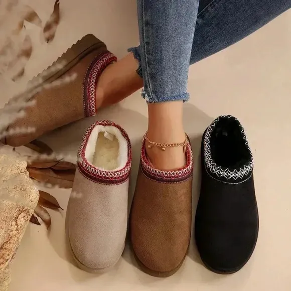 Camel Fashionable Women's Faux Fur Lined Sandals And Platform Snow Boots