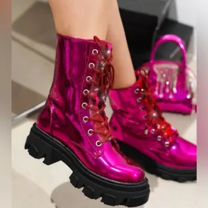 Cape Robbin Nunani Pink Combat Boots