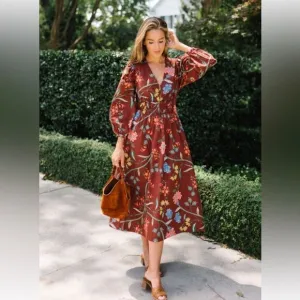 Cara Cara Ginger floral midi dress size medium