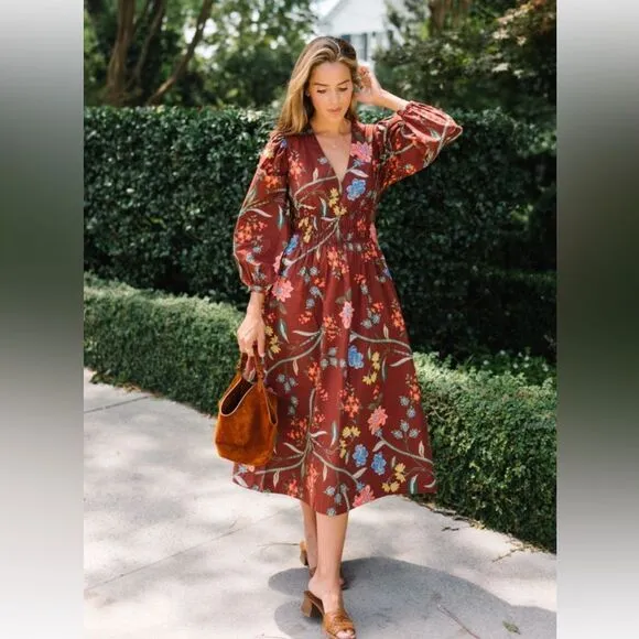 Cara Cara Ginger floral midi dress size medium