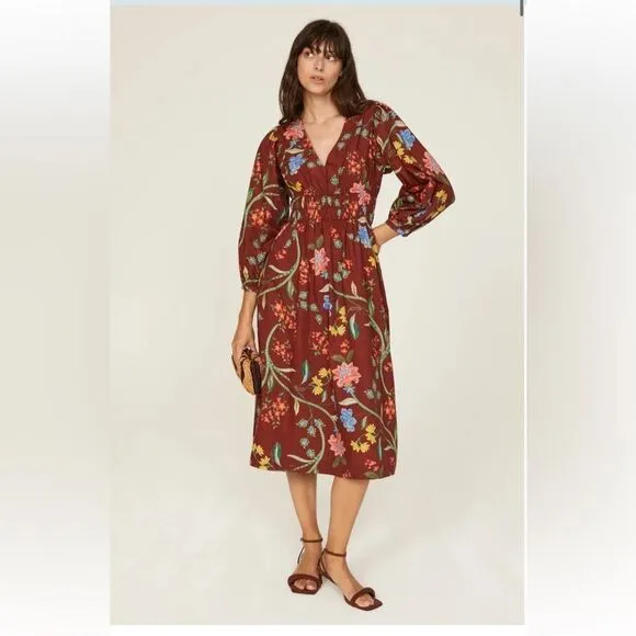 Cara Cara Ginger floral midi dress size medium